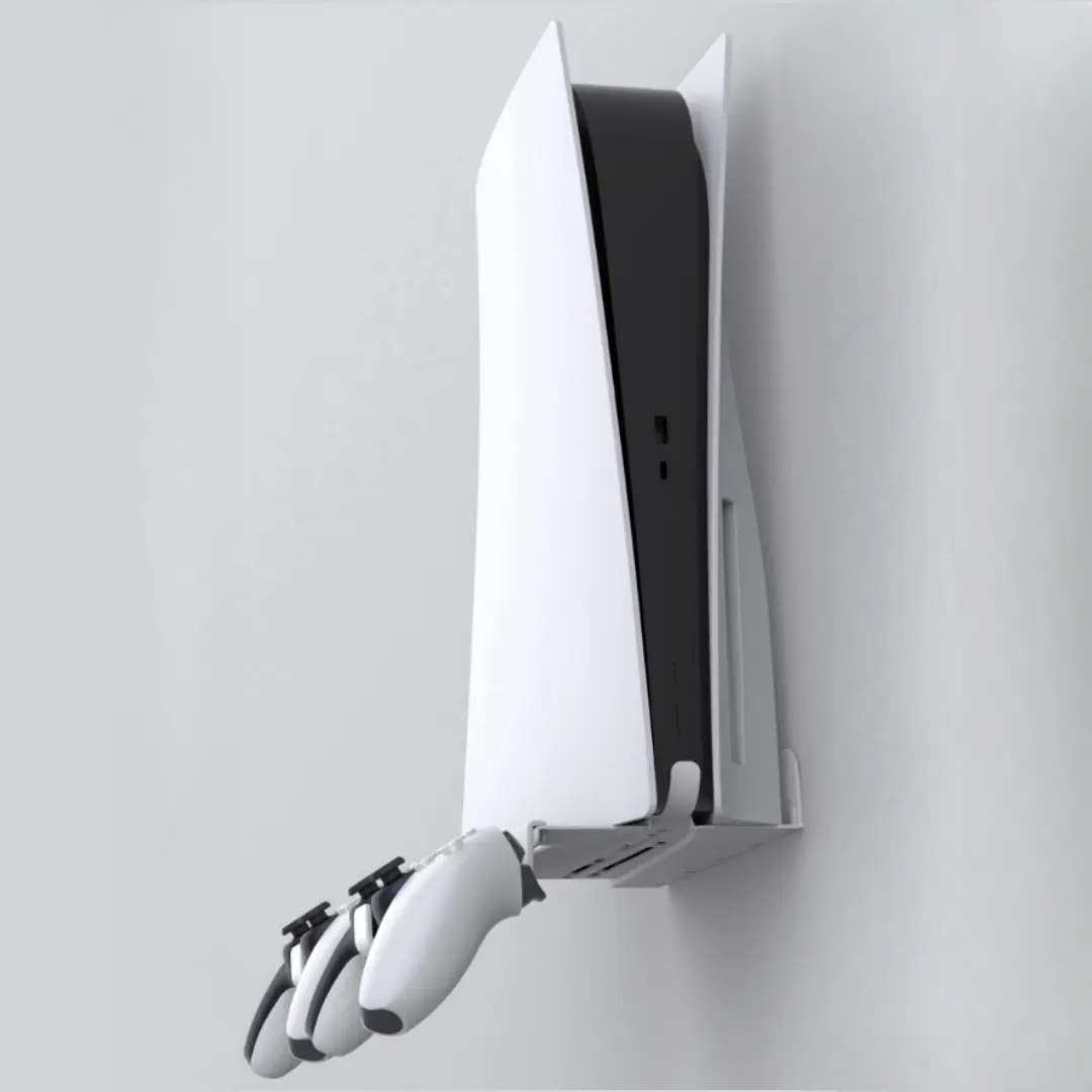 Wall Mount Stand for PS5 & PS5 Slim Console, 1 Count Vertical Holder Kit for Playstation 5 & Slim Console, Controller Hook with Screw Fixing, Gaming Console Accessories