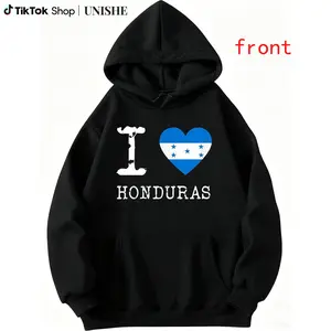 Travel Friendly Honduras Hoodie – Long Sleeve with Flag and I Love Honduras