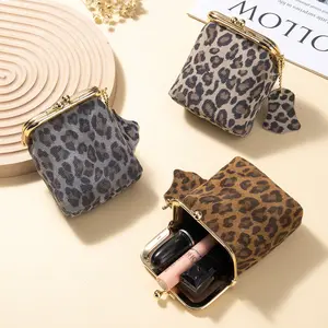 Mini Creative Leopard Print Lipstick Bag Multifunctional Compact Convenient Storage Bag Coin Purse for Women