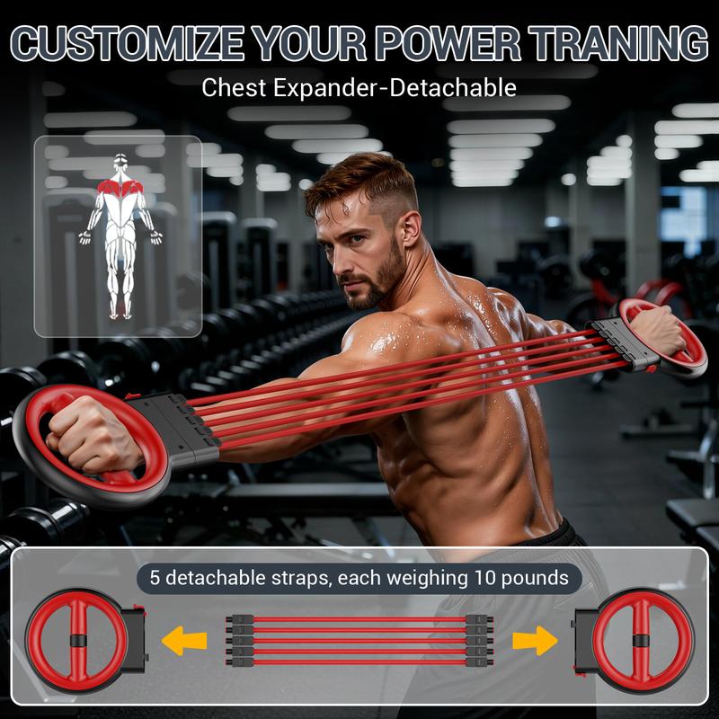 AKLUER 3-IN-1 Multifunctional Upper-Body Trainer (Arm Trainer-Spinning Rotator Burn Machine/ Forearm Trainer for Boxing/Resistance Bands with Handles)Detachable Portable, Flex Core Trainer, Chest & Arm Workout