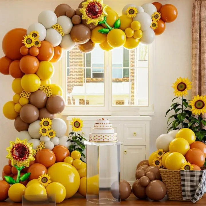 139 Pcs Sunflower Yellow Balloon Garland Kit for Birthday Baby Shower Party Decor