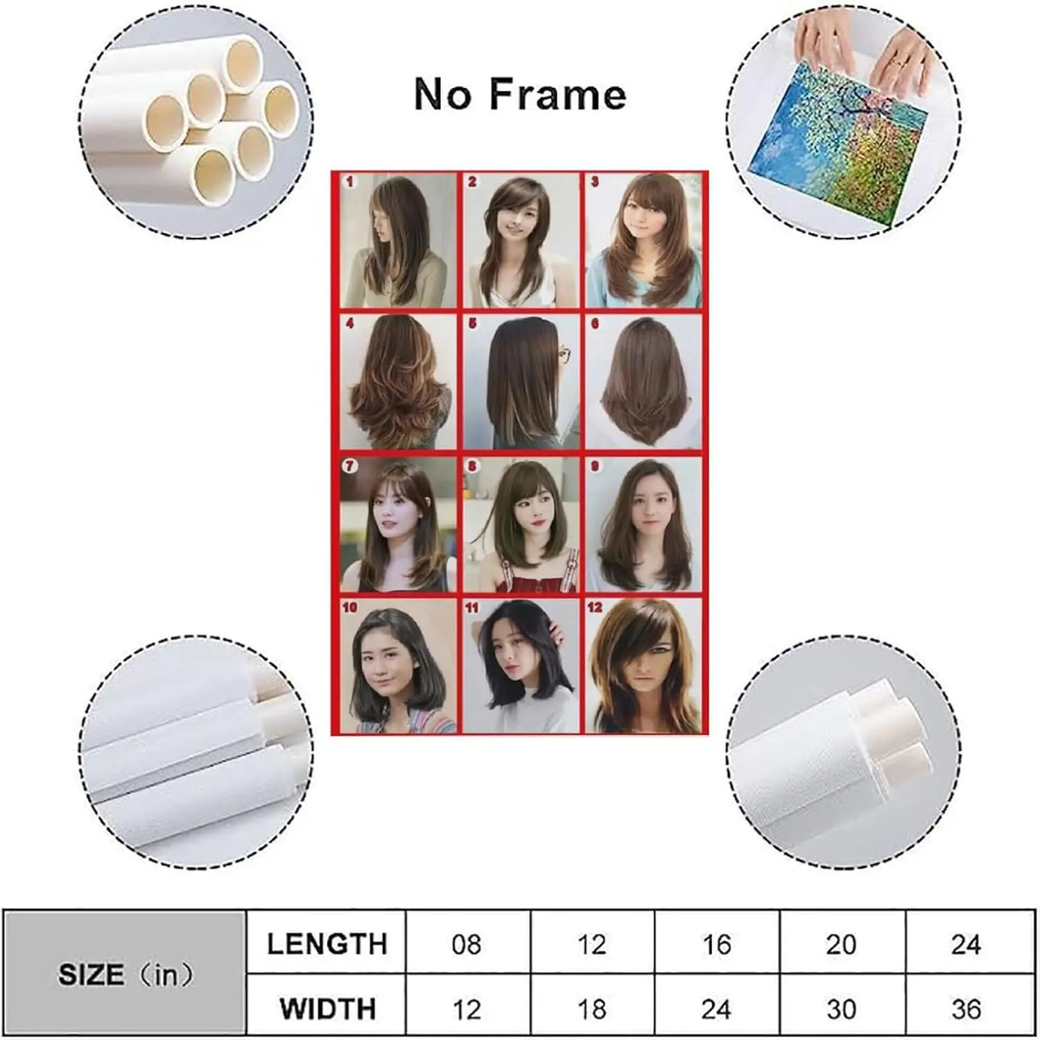 Women Haircut Poster Women Hairstyle Poster Hair Salon Decoration Wall Poster Poster Album Cover Posters for Bedroom Wall Art Canvas Posters Music Album Cover Poster 24x36inch(60x90cm) Unframe-style
