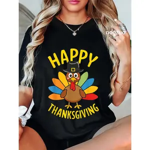 100% Cotton Happy Thanksgiving Shirt Men Women Family Turkey Day T-Shirt