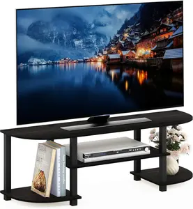 Turn-S-Tube Wide TV Entertainment Center, Espresso/Black Television Console Table