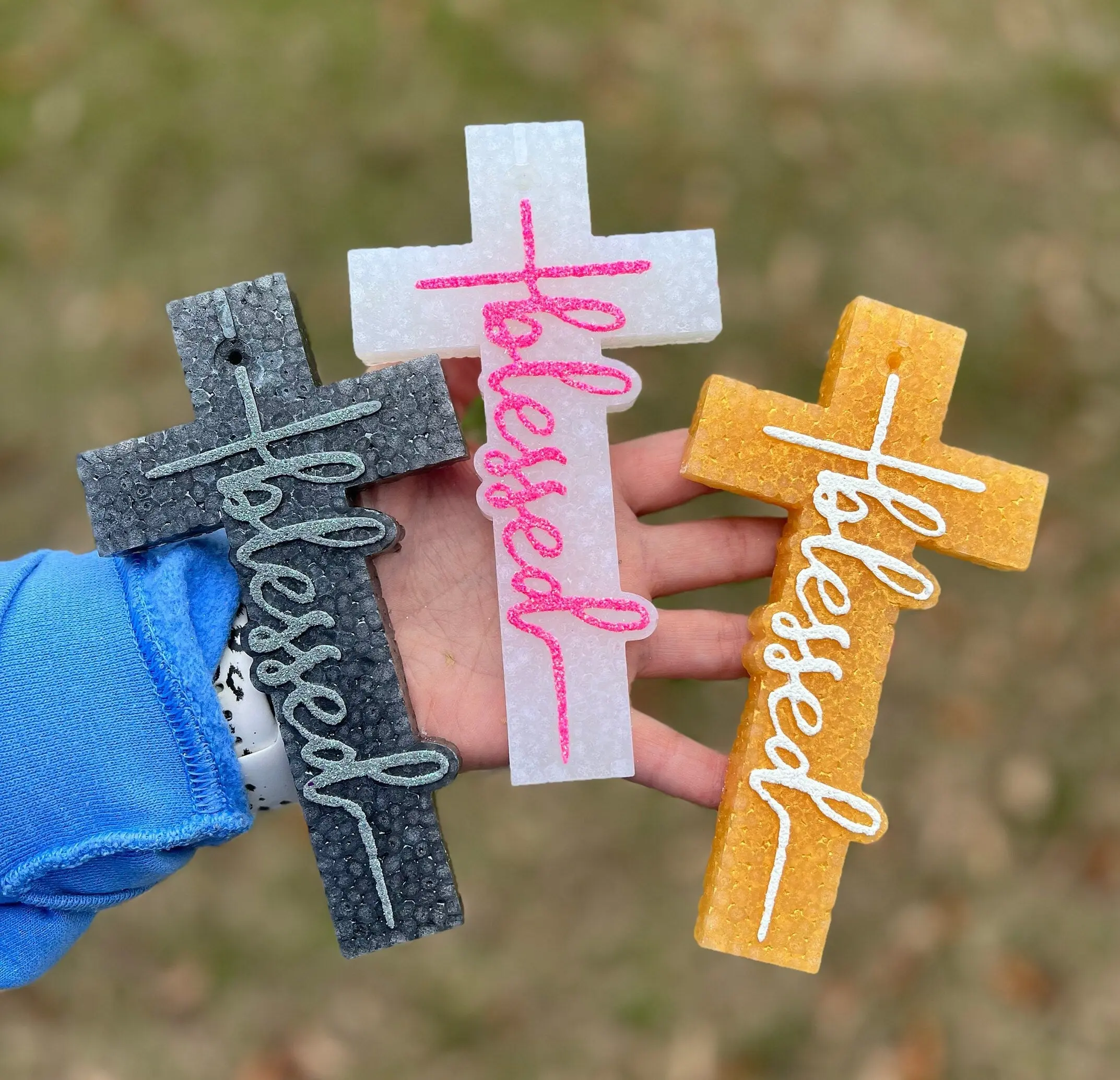 Cross Freshie Handmade Custom Scented Car & Room Fresheners with Wide Variety of Bead Colors & Optional Fringe for Personalized Style