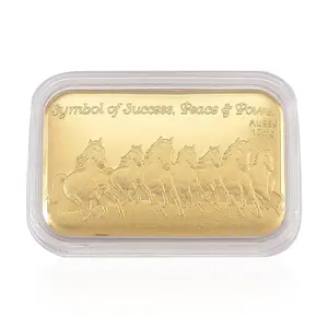 24K Golden Blessing - Seven Horses Emboss Sheet 31x45.5mm 10mg Del. in 10-12 Days