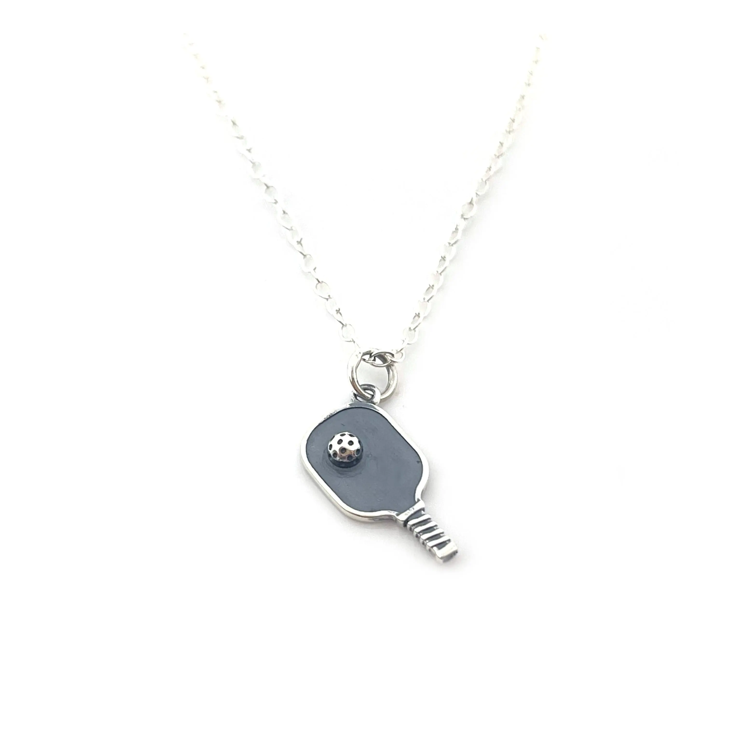 Pickleball Paddle Charm - Sports Pendant - Sterling Silver Necklace - Handmade Jewelry