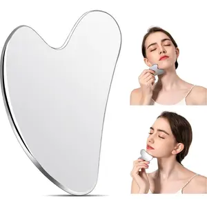 Silver Stainless Steel Gua Sha Facial Tool: Metal Guasha Massager for Skin Tightening, Multi-Use Beauty Tool for Face, Eyes, Neck & Body