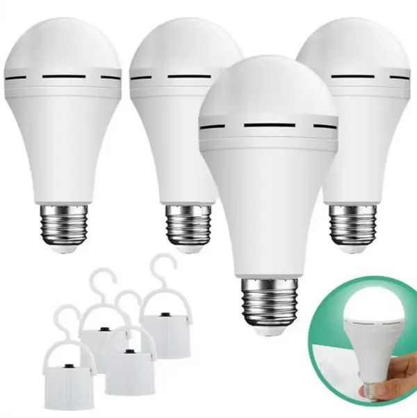 4 Pack Rechargeable Emergency Light Bulbs, Battery Powered LED Light Bulb 6000K Daylight E26 120 Volt 9W 60W Equivalent with 1200mAh for Home Power Outage Camping Hurricane  #dealsforyoudays
