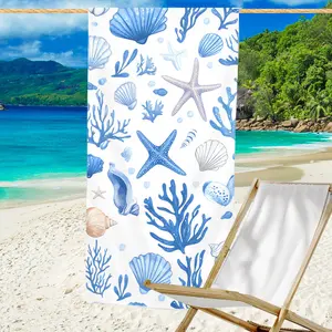 1pc Starfish & Coral Print Beach Towel Ultra Absorbent & Quick-Drying Lightweight, Soft, Beach Blanket & Travel-Friendly Perfect for Holidays, Beach Days & More