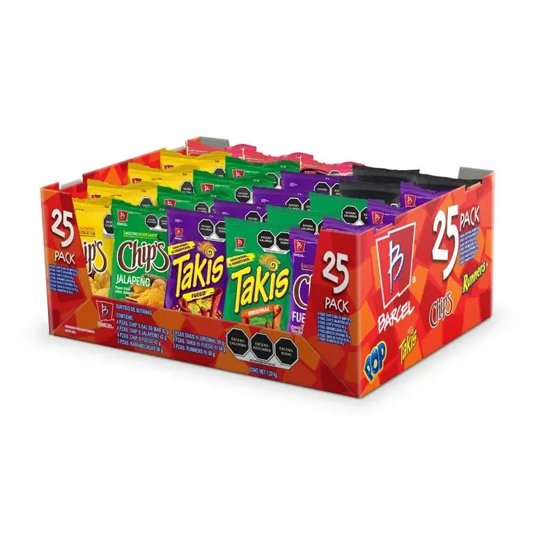 Barcels Takis Surtidos Chips Runners Mexican Sabritas Snack 25 Pieces