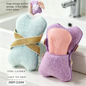 Soap Pocket Bath Sponge, Honeycomb Foam Soap Holder Pouch for Shower, Rich Lather Deep Cleansing Exfoliating Bath Scrubber for Body Bathing Honeycomb porous sponge creates rich fine lather effortlessly for deep skin cleansing