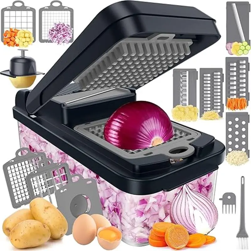 12-in-1 Vegetable Chopper, Kitchen Gadgets with 7 Blades, Vegetable chopper,Onion chopper,Mandoline slicer,Cucumber slicer,Food chopper,Kitchen gadget