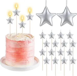 16 Pcs Star Shaped Cake Sparklers Stereo Birthday Cake Topper Decorations for Birthday Party Supplies