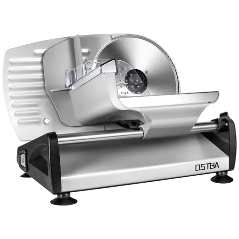 OSTBA Adjustable Electric Meat Slicer - Meat Cutter Machine, 200W Heavy Slicing/150W Daily Slicing, 0-15mm Adjustable Cut, 7.5" Blade, 2 Blades for Deli/Cheese/Veggies, Child Safety Lock, Removable Easy-Clean Parts, for Home Chefs