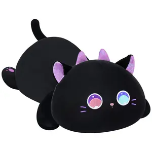 MeWaii Plush Body Pillow, Purple big-eyed cat  Stuffed Animals Squishy Pillow, Cute Plushies Cuddle Pillow for Kids, Long Animal Pillow Plush Toys, Birthday Gifts Halloween Christmas Gift for Girls Boys
