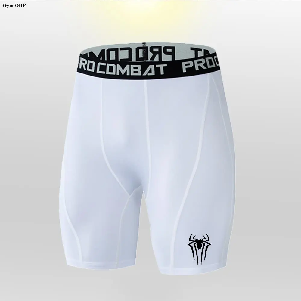 Superhero Shorts Men Gym Compression Sport Training Quick-Drying Bottoms Print Fitness Jogging Workout