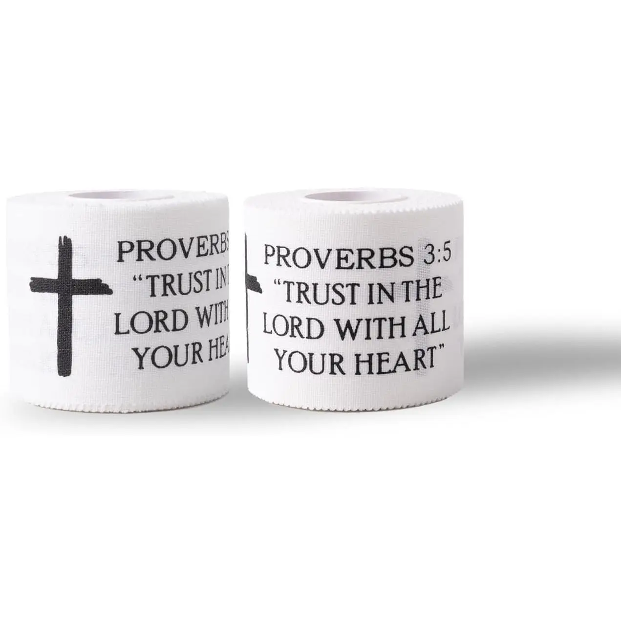 Christian Cotton Athletic Tape, 2 Rolls Pack with Spiritual Motif Cross Pattern - Breathable Injury Support & Pain Relief, No Residue Sports Wrap (2"x23ft)