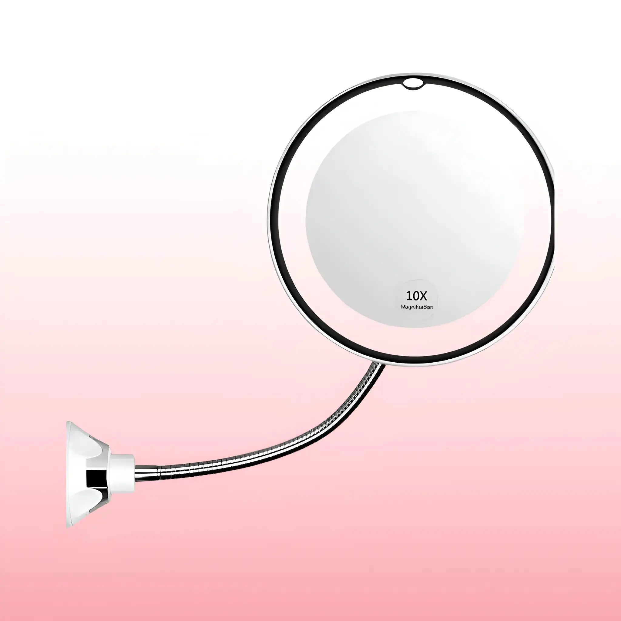 Flexible Gooseneck 10X Magnifying Mirror | Adjustable LED Light & Suction Mount