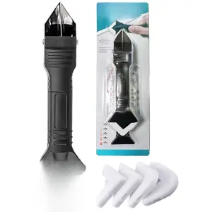 [New Deal] - 3 in 1 Silicone Caulking Tools, Glass Glue Angle Scraper, Stainless Steelhead Caulk Remover and Sealant Scraper, for Kitchen Bathroom Window and Frames Sealant Seals