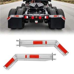 VEVOR Stainless Steel Angled Spring Loaded Mud Flap Hangers, 2-1/2 Bolt Spacing Mudflap Hangers for Semi Trucks, 1 Pair Heavy Duty Semi Truck Mud Flap Hanger Set with Reflective Strips, Silver