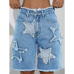 Women's casual torn denim jeans mid leg, fashionable design, blurred edges, elastic comfort, new style, Spring and Autumn women's clothingRAIMENTRY