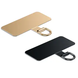 Phone Lanyard Tab, Heavy Duty Tether Tab for iPhone & Android, Metal Lanyard Patch & Strap Adapter, 44lbs Load Capacity, Universal Phone Case Insert for Strap & Charm (Champagne Gold+Black) Steel Protective