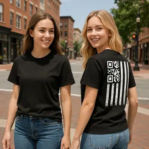 [Sale Up To 45%] QR Code American Flag T-Shirt, Unique QR Code & Grunge Flag Graphic, Perfect for Tech Enthusiasts & Patriotism Lovers