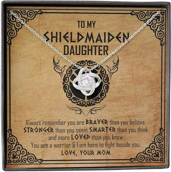 To My Mother Mother’S Day Necklace, Mother Daughter Necklace, Shield Maiden Viking Brave Strong Gift for Mom