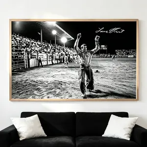 Vintage Lane Frost Rodeo Poster - Legendary Bull Rider Signature Print, Adventure-Themed Classic Western Cowboy Wall Art, Retro Home Decor