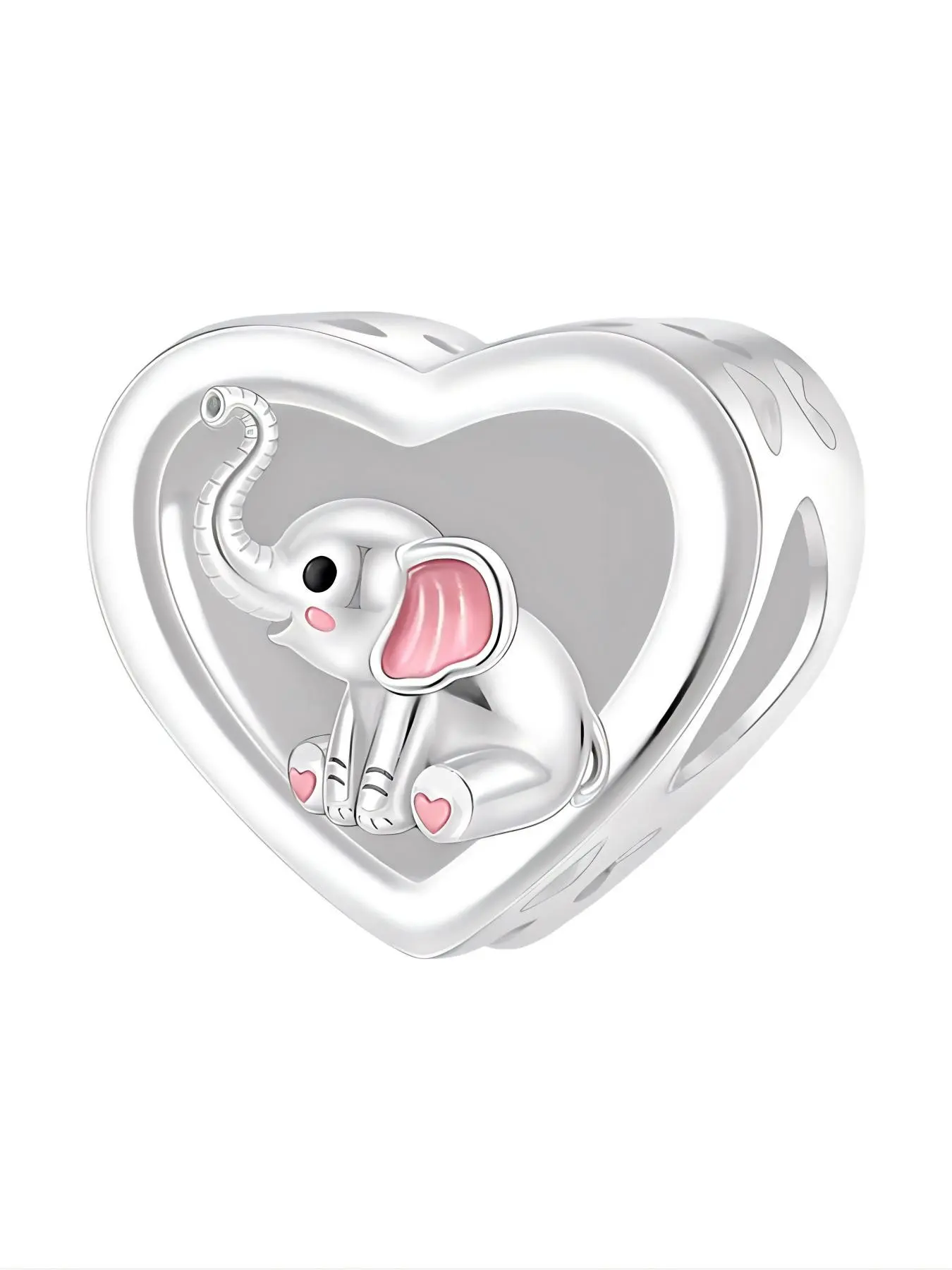 Cute Copper Plated Elephant Heart Charm, Animal Pattern, Engraved English Text, Perfect Gift for Friends, All Seasons Accessory