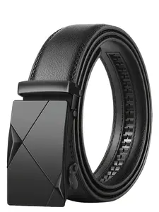 Men's Classic Leather Automatic Buckle Belt, Adjustable Buckle, Fashion Business Casual Design, Perfect for Suits and Jeans