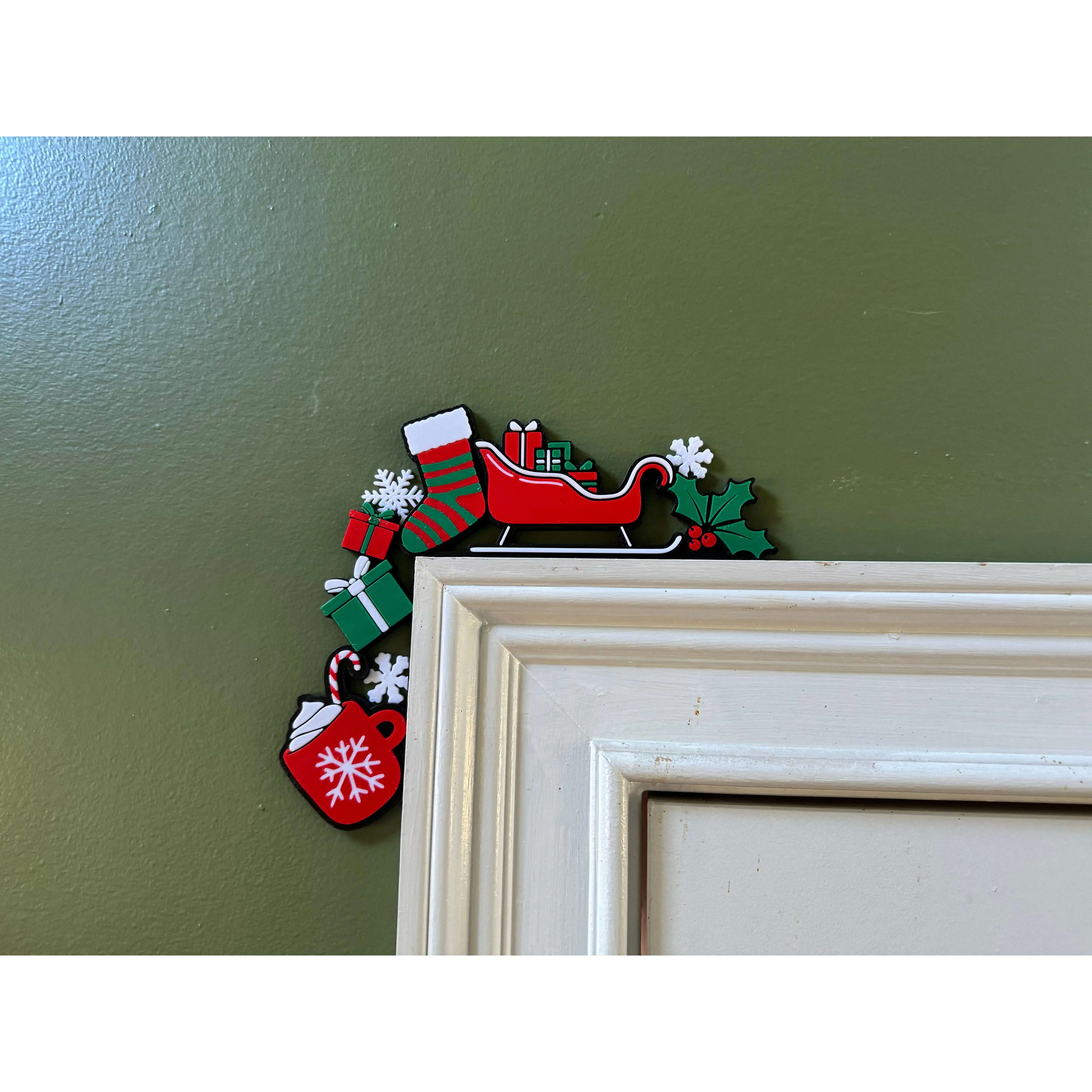 Door corner Santa’s sleigh ride decoration