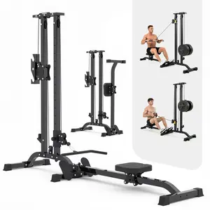 CR63 TOUSAINS Foldable Lat Pulldown & Row Machine, 330LBS Strength, Back Exercise, LAT Tower and LAT Row Cable Machine for Home Gym Dumbbell Clamps
