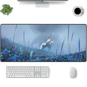 [Sale Up To 50%] Anime Desk Mat Princess Mononoke Spirit Wolf Gaming Mouse Pad