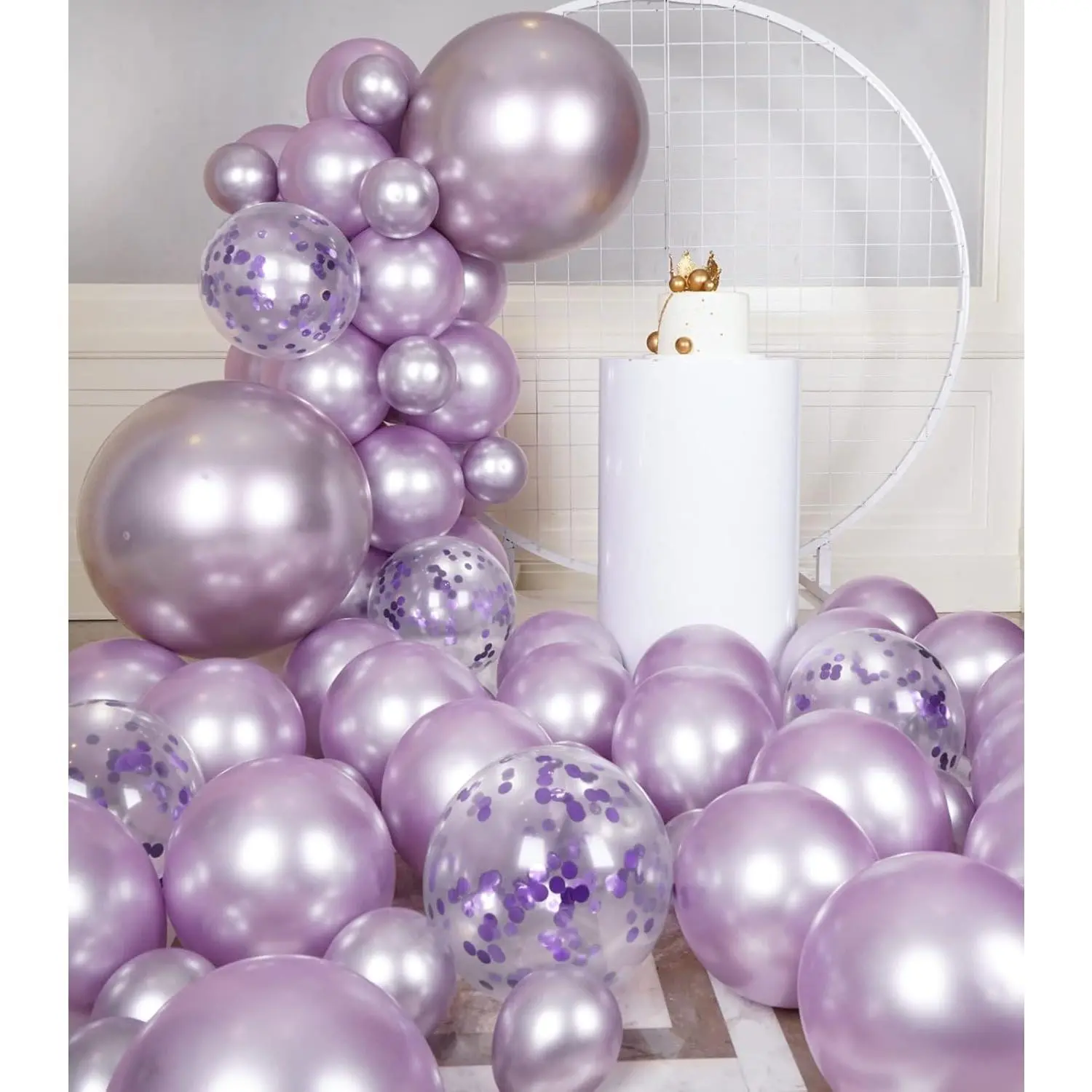 55 count Metallic Lavender Balloons Different Sizes 18/12/5 Inch Light Purple Shiny Latex Helium Balloons Garland Arch Kit for Anniversary Birthday  Decorations