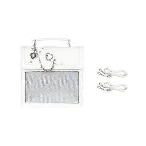 Heart Chain Y2k Girls Pain Backpacks Transparent JK Uniform Shoulder Bags DIY Badge Japanese PU Crossbody Bag Cute Backpack Gift
