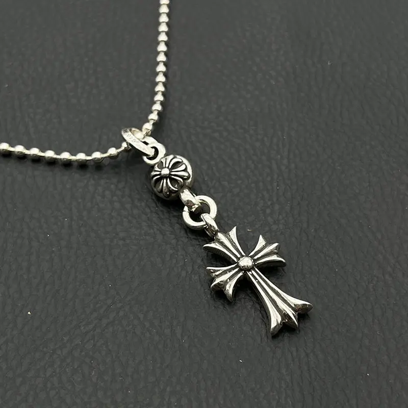 European and American hip hop cross scout flower necklace trendy personality retro men's and women's trendy long versatile sweater chain