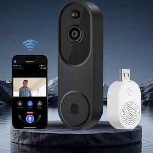 smart wireless home doorbell camera, modern 1080p security doorbell camera with human detection, cloud storage, two-way audio, night-vision, for indoor/outdoor doorstep, boyfriend gift, home essentials