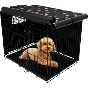 Dog Crate Cover Indoor/Outdoor Durable Windproof 600D Oxford Fabric Pet Kennel Cover Fit for 24 30 36 42 48 Inches Wire Dog Crate for Small and Large Dogs-Cover Only(24 Inch (24"x18"x19"))