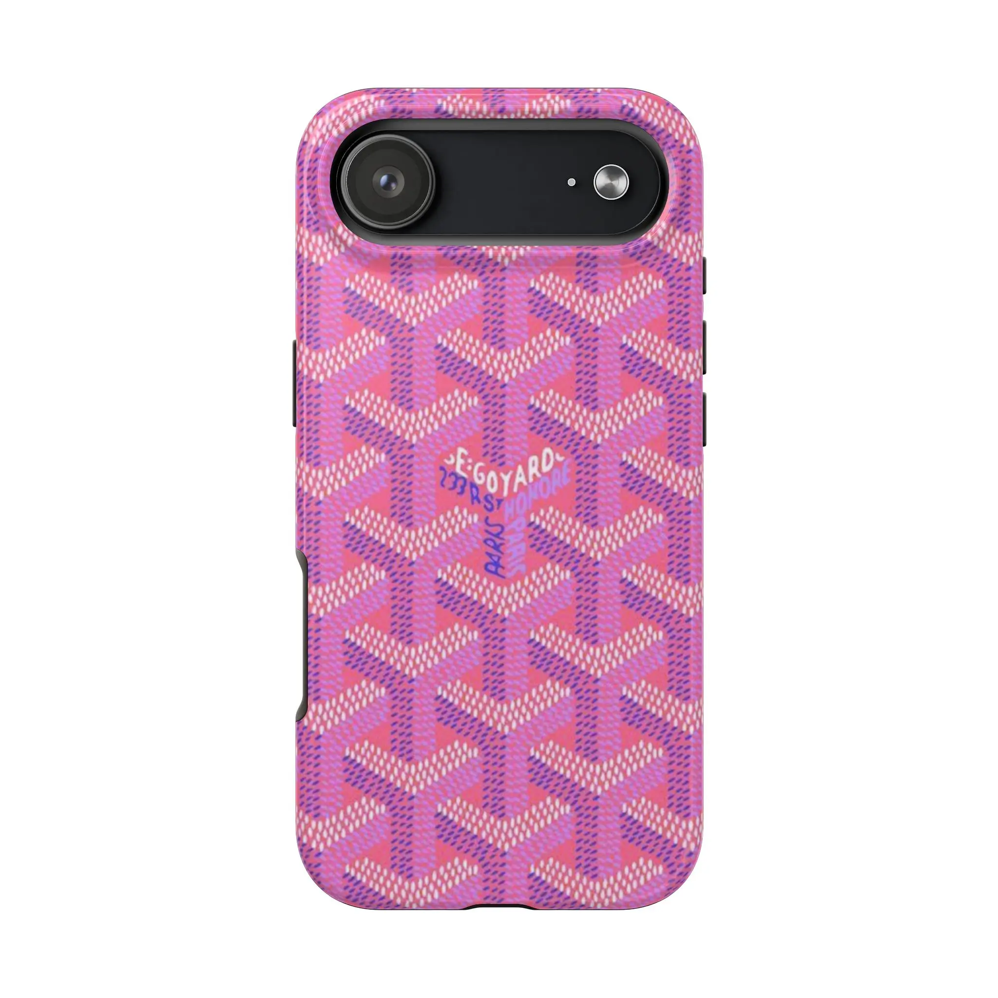 Luxury Monogram Pattern iPhone Case -  Designer-Inspired Slim Protective Cover, Glossy Shockproof Hard Shell, Minimalist Fashion Accessory