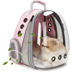 Cat Carrier Backpack, Bubble Expandable Backpack Carrier, Pets and Small Dogs,Designed for Travel, Hiking, Walking & Outdoor Use (Front Expandable-Pink)