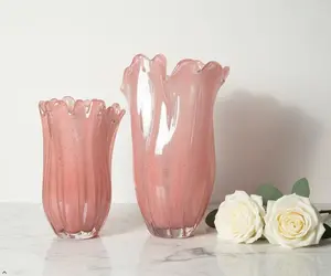 Pink Glass Vase Set - Exquisite Crafted Vases for Home Decor with Timeless Elegance and Contemporary Design