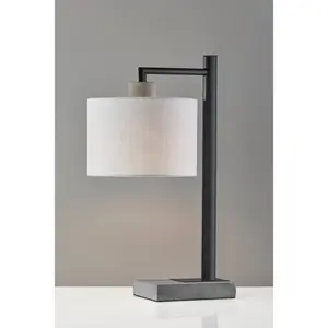 Devin Table Lamp Black - Adesso: Cement Accents, ETL Listed, Rotary Switch, 22.5" Height