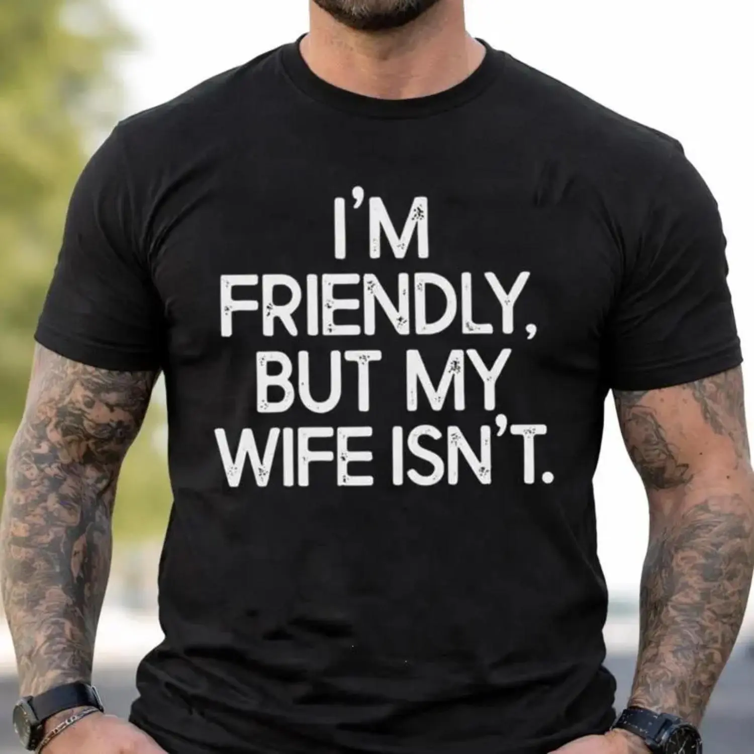 Women's Casual Shortsleeve T-shirt with Funny Warning Graphic Print - Breathable Round Neck Streetwear Top for All Seasons, Tshirt, Humorous Marriage Slogan Women's T-Shirts, Casual Graphic Tee, Humor Print