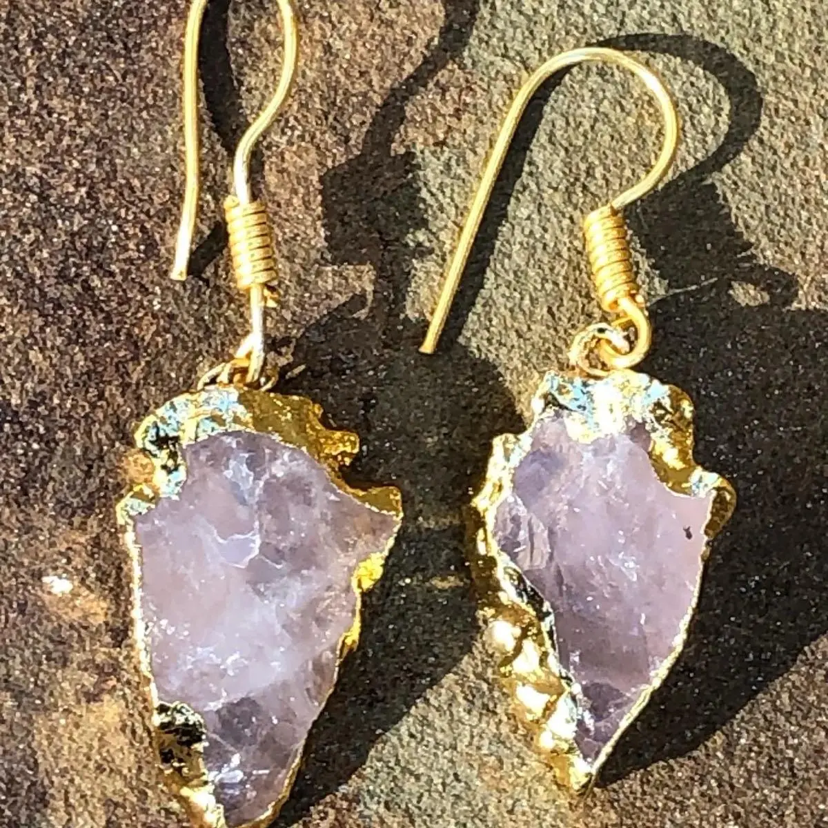 Rose Quartz Arrowhead Earrings - Elegant Design with Rose Quartz Stone, Lightweight and Durable, Perfect for Everyday Wear