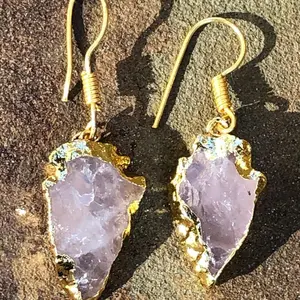 Rose Quartz Arrowhead Earrings - Elegant Design with Rose Quartz Stone, Lightweight and Durable, Perfect for Everyday Wear
