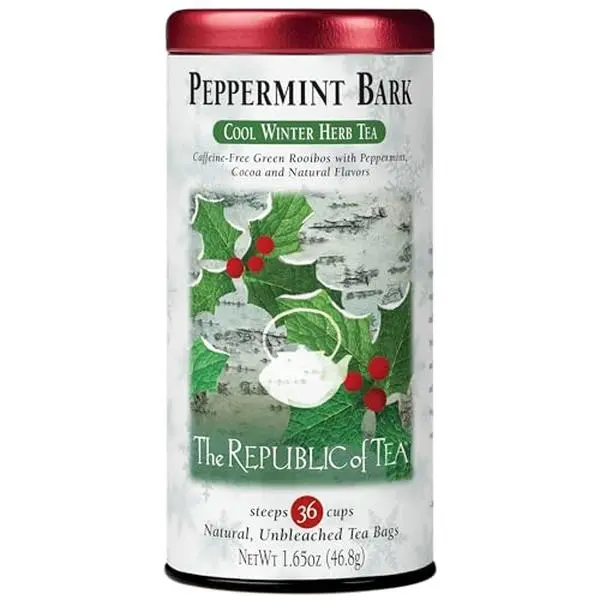 The Republic of Tea - Peppermint Bark, Cool Winter Herb Tea, 36 Tea Bags, Caffeine-Free