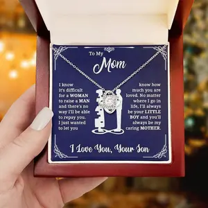 To Mom Necklace with Sparkling Pendant and Sentimental Message Card – Elegant Jewelry Gift for Mother’s Day, Birthday, Christmas, or Just Because – Meaningful Keepsake from Son or Daughter body  necklace Gold Plated Amulet