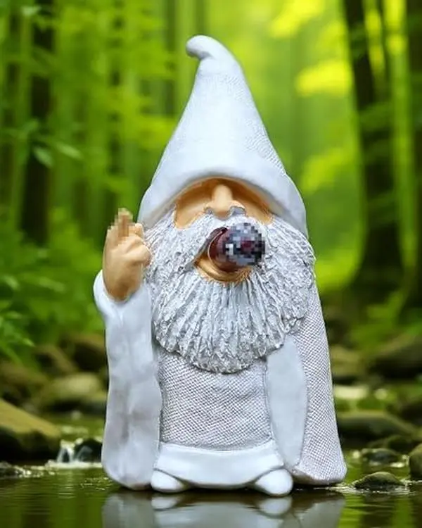 5.9 Inch Smoking Wizard Gnome Middle Finger Figurine - Outdoor Garden Statue for Lawn, Home Decor (Statue A)